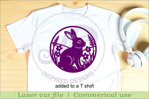 Woodland Rabbit Wall Art SVG, Bunny Round Sign for Laser SVG APInspireddesigns 