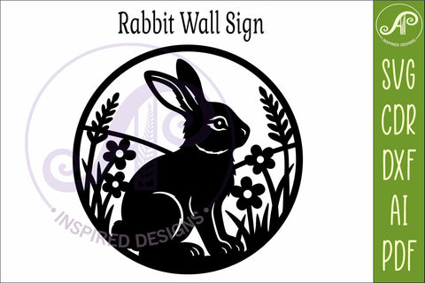 Woodland Rabbit Wall Art SVG, Bunny Round Sign for Laser SVG APInspireddesigns 