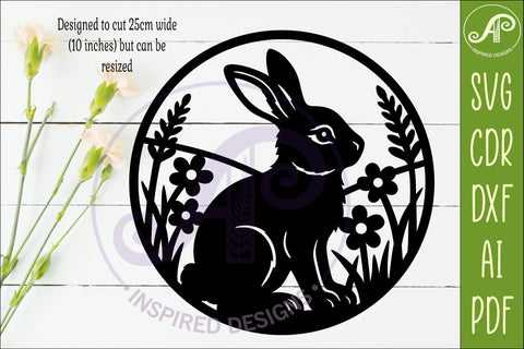 Woodland Rabbit Wall Art SVG, Bunny Round Sign for Laser SVG APInspireddesigns 