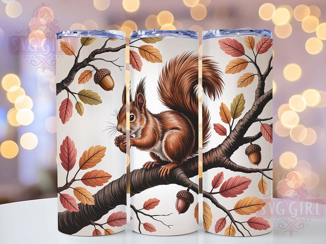 Woodland Squirrel Fall Tumbler Wrap, Autumn Tumbler Png, 20oz Skinny Tumbler, Woodland Animal Tumbler, Sublimation Download, Fall Tumbler Design, Cozy Forest Tumbler Sublimation SvggirlplusArt 