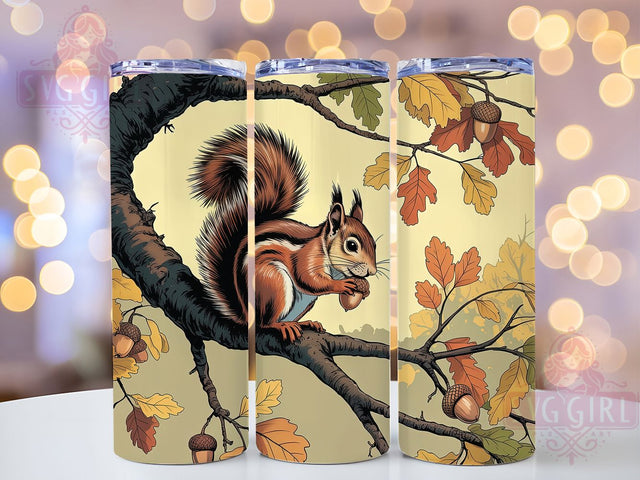 Woodland Squirrel Fall Tumbler Wrap, Autumn Tumbler Png, 20oz Skinny Tumbler, Woodland Animal Tumbler, Sublimation Download, Fall Tumbler Design, Cozy Forest Tumbler Sublimation SvggirlplusArt 