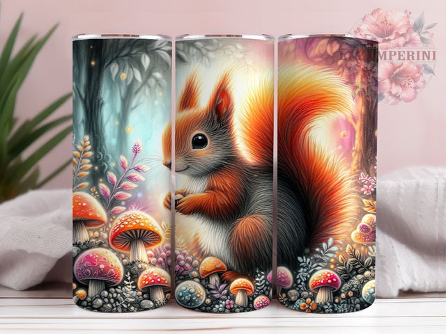 Woodland Squirrel & Mushroom Tumbler Wrap, 20oz Sublimation, Cute Animal Tumbler, Woodland Creature Art, Forest Tumbler Decor, Nature Inspired Drinkware Sublimation Li Zamperini 