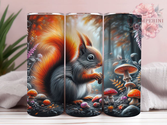 Woodland Squirrel & Mushroom Tumbler Wrap, 20oz Sublimation, Cute Animal Tumbler, Woodland Creature Art, Forest Tumbler Decor, Nature Inspired Drinkware Sublimation Li Zamperini 