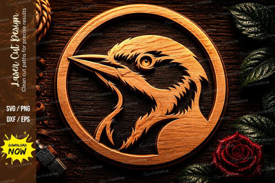 Woodpecker Bird Portrait Laser Cut SVG File SVG Regulrcrative 