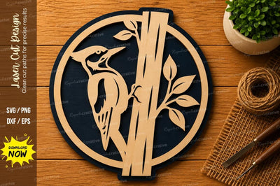 Woodpecker Tree Branch Laser Cut SVG File SVG Regulrcrative 