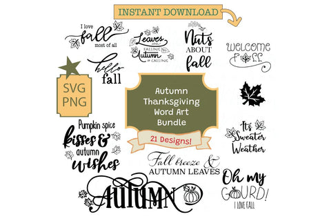 Word Art Bundle- Fall Word Art Bundle SVG Sharia Morton Designs 