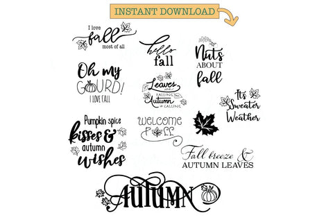 Word Art Bundle- Fall Word Art Bundle SVG Sharia Morton Designs 