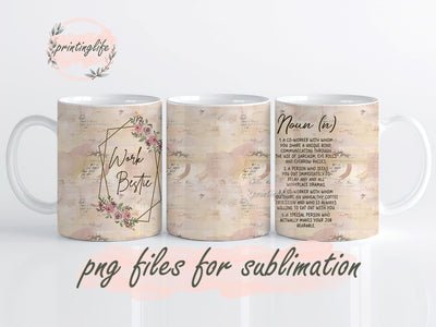 Work Bestie Mug Wrap Design, Instant Digital Design Download Mug Wrap Design, Mug Design PNG Sublimation PrintingLife 