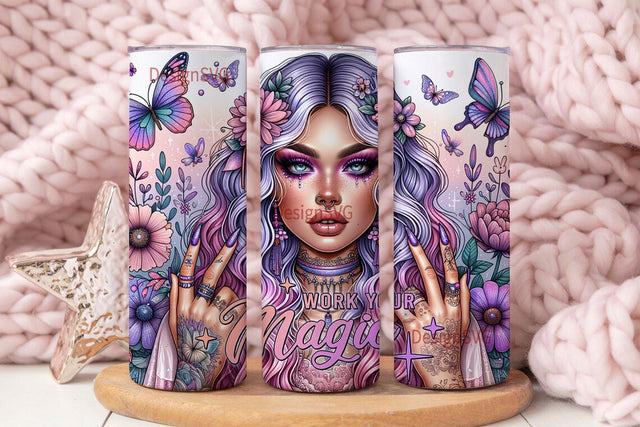 Work Your Magic Tumbler Wrap, 20 oz Skinny Tumbler Sublimation Design, Self Love Tumbler For Women, Digital Download PNG Sublimation DesignSVG 