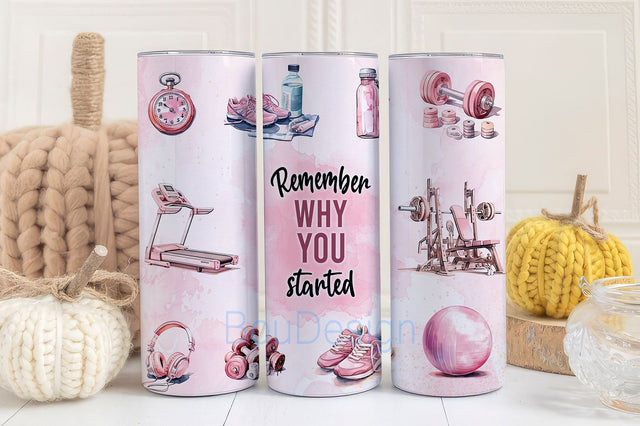 Workout png for 20 oz Skinny Tumbler Sublimation Design Digital Download ONLY, Watercolour workout png, pink gym tumbler wrap Sublimation BouDesign 
