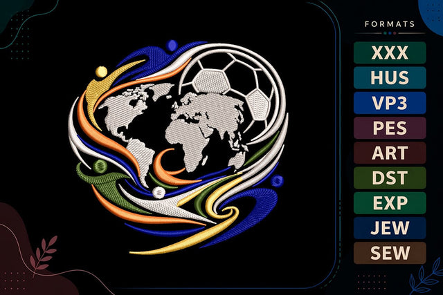 World Soccer Globe Football Embroidery Design Embroidery/Applique DESIGNS sg embroidery 