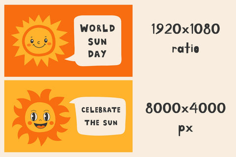 World Sun Day Banners Set Digital Pattern Rin Green 