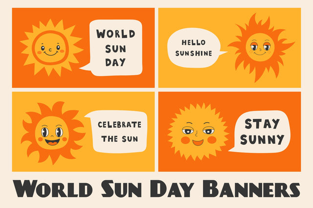 World Sun Day Banners Set Digital Pattern Rin Green 