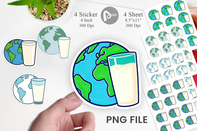 World with Milk Glass Sticker Sublimation artnoy 