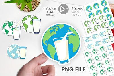 World with Milk Glass Sticker Sublimation artnoy 