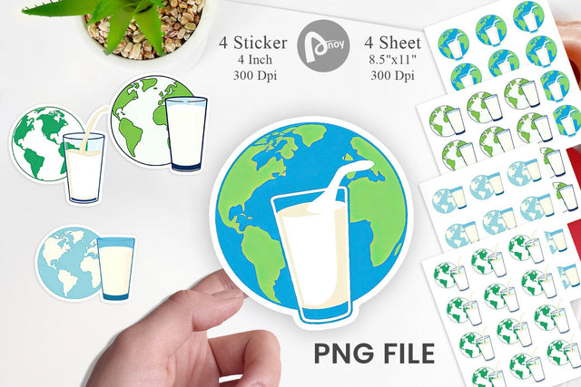 World with Milk Glass Sticker Sublimation artnoy 