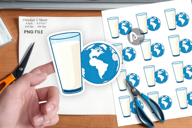 World with Milk Glass Sticker Sublimation artnoy 