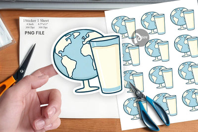 World with Milk Glass Sticker Sublimation artnoy 