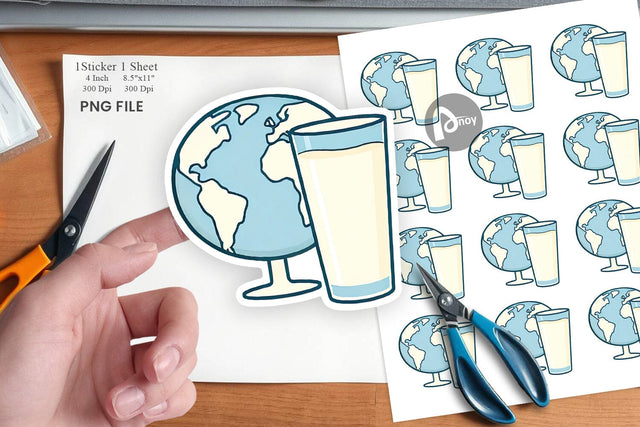 World with Milk Glass Sticker Sublimation artnoy 