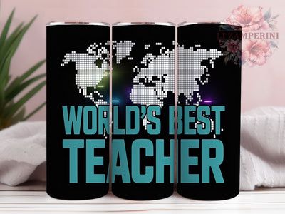 World's Best Teacher Tumbler Wrap, Teacher Appreciation Wrap, 20Oz Sublimation PNG, Best Teacher Gift Idea, Thank You Teacher Tumbler, Cute Teacher Tumbler Design. Sublimation Li Zamperini 