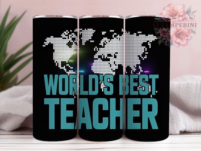 World's Best Teacher Tumbler Wrap, Teacher Appreciation Wrap, 20Oz Sublimation PNG, Best Teacher Gift Idea, Thank You Teacher Tumbler, Cute Teacher Tumbler Design. Sublimation Li Zamperini 