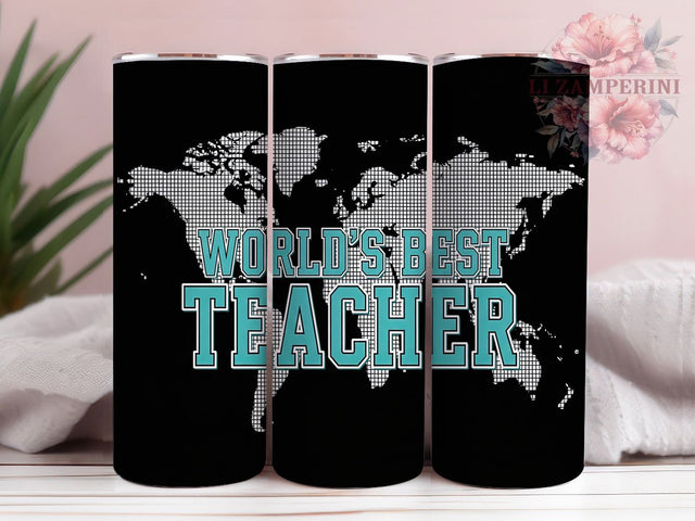 World's Best Teacher Tumbler Wrap, Teacher Appreciation Wrap, 20Oz Sublimation PNG, Best Teacher Gift Idea, Thank You Teacher Tumbler, Cute Teacher Tumbler Design. Sublimation Li Zamperini 