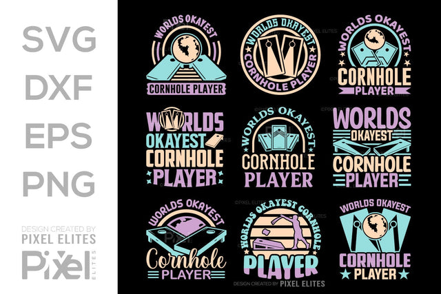 Worlds Okayest Cornhole Player SVG Cornhole game Tshirt Bundle Cornhole Quote Design, PET 00110 SVG ETC Craft 