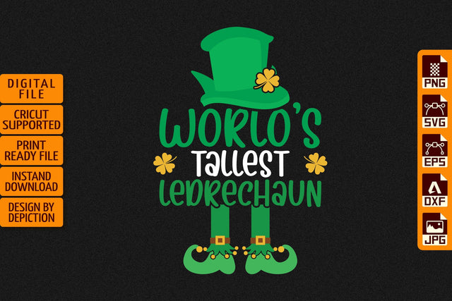 World's Tallest Ledrechaun ELF T-Shirt, Saint Patrick's Shirt, St. Patrick's Day Shirt Print Template Sketch DESIGN Depiction Studio 