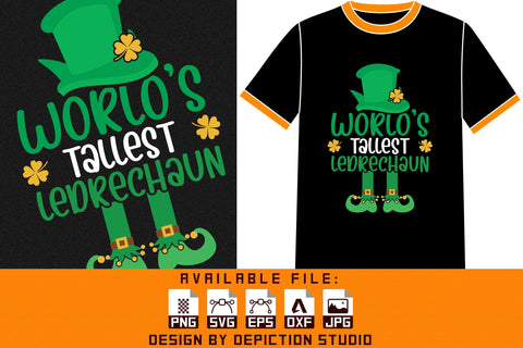 World's Tallest Ledrechaun ELF T-Shirt, Saint Patrick's Shirt, St. Patrick's Day Shirt Print Template Sketch DESIGN Depiction Studio 