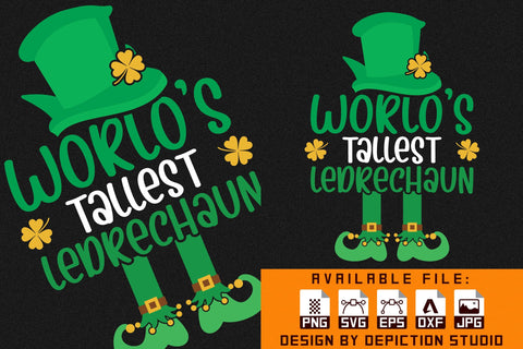 World's Tallest Ledrechaun ELF T-Shirt, Saint Patrick's Shirt, St. Patrick's Day Shirt Print Template Sketch DESIGN Depiction Studio 