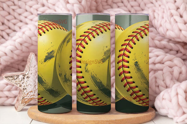 Worn Softball 20oz Tumbler Wrap Sublimation DesignSVG 