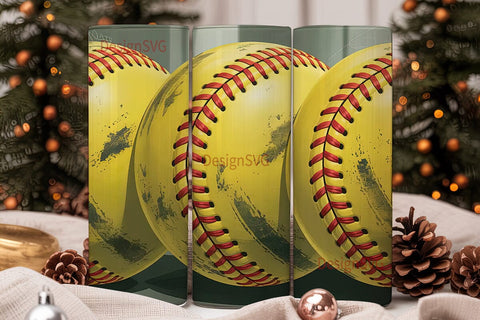 Worn Softball 20oz Tumbler Wrap Sublimation DesignSVG 