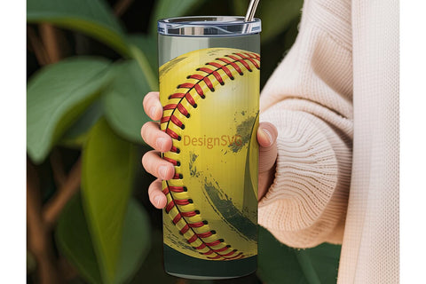 Worn Softball 20oz Tumbler Wrap Sublimation DesignSVG 