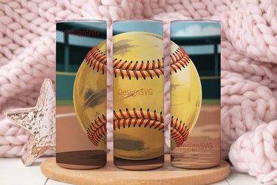 Worn Softball 20oz Tumbler Wrap Sublimation DesignSVG 