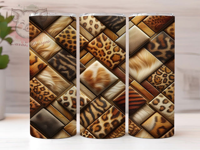 Woven Leather Leopard Tumbler, Leather Texture Pattern, Leopard Print Design, 20Oz Sublimation Wrap, Seamless Animal Art, Faux Leather Texture, Tumbler Sublimation Sublimation Lara' s Designs 