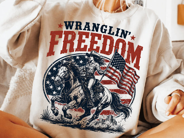 Wranglin' freedom PNG, American cowgirl Png SVG DesignDestine 