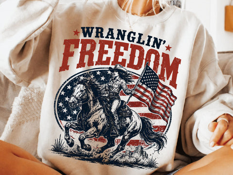 Wranglin' freedom PNG, American cowgirl Png SVG DesignDestine 
