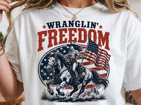 Wranglin' freedom PNG, American cowgirl Png SVG DesignDestine 