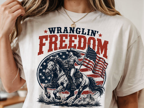 Wranglin' freedom PNG, American cowgirl Png SVG DesignDestine 