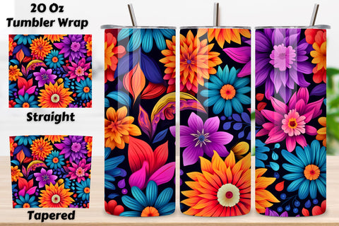 Wraparound Fiesta Flowers Tumbler Wrap, Seamless PNG Wrap, Floral Fiesta Tumbler Wrap, Seamless PNG Design Sublimation FloridPrintables 