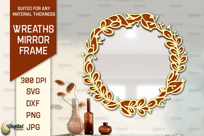 Wreath Mirror Frame Laser Cut. Floral Frame SVG SVG Evgenyia Guschina 