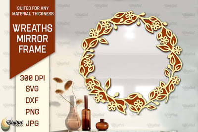 Wreath Mirror Frame Laser Cut. Floral Frame SVG SVG Evgenyia Guschina 