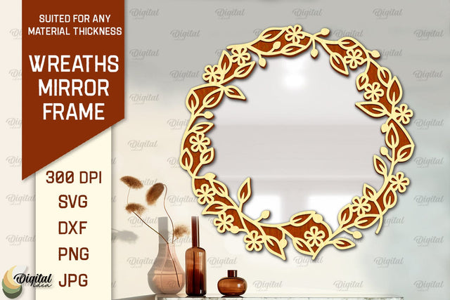 Wreath Mirror Frame Laser Cut. Floral Frame SVG SVG Evgenyia Guschina 