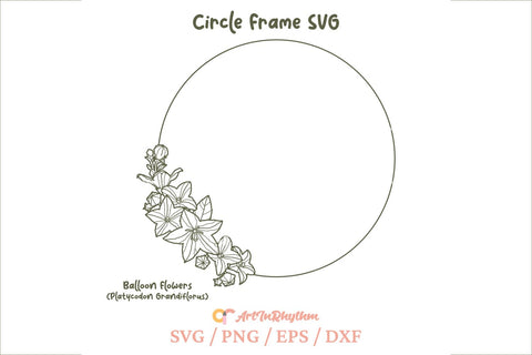 Wreath Svg, Circle Monogram Frame Svg, Floral Frame Svg, Balloon Flower Svg SVG Artinrhythm shop 