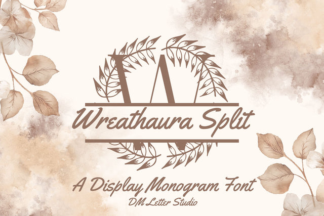 Wreathaura Split Monogram Font Dm Letter Studio 