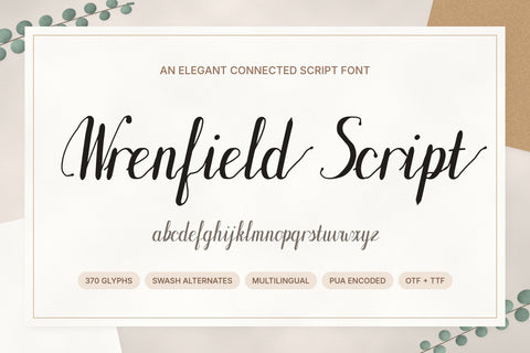 Wrenfield Script – Elegant Connected Calligraphy Font Font ampersand 