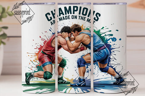 Wrestling Champions 20oz Tumbler Wrap Sublimation sassyprint 