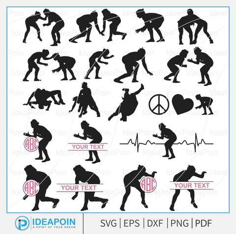 Wrestling monogram svg, Female Wrestling Silhouette SVG, Wrestling Heartbeat SVG, Female Wrestling svg File, Wrestler SVG, Wrestling T-shirt SVG Dinvect 