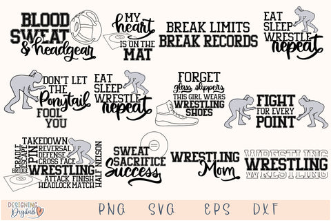 Wrestling SVG TShirt Design Bundle, Wrestling Mom SVG for Wrestling Shirt, Wrestling Coach Gift, Female Wrestling PNG Sublimation SVG Designing Digitals 
