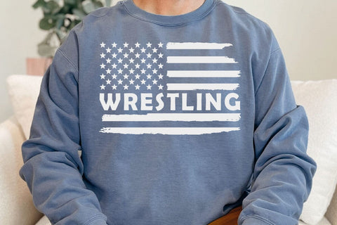 Wrestling USA Flag Vintage T-Shirt SVG DesignDestine 